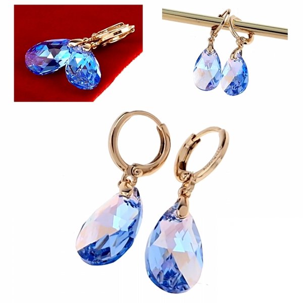 2635 Kolczyki złote Austrian Crystal cyrkonia pozłacane 18k Xuping wiszące
