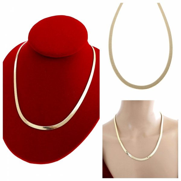 1737k Złoty łańcuszek celebrytka 55cm naszyjnik pozłacany 14K żmijka