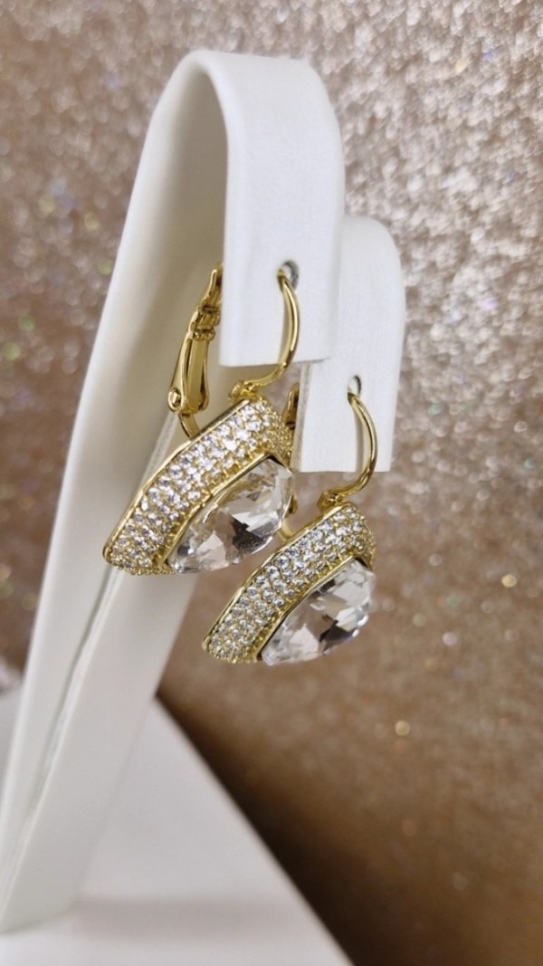 4181 Kolczyki złote pozłacane Austrian Crystal wiszące 14K cyrkonie Xuping 