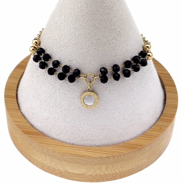 3475 Bransoletka złota 17+3 stal chirurgiczna 316L nierdzewna