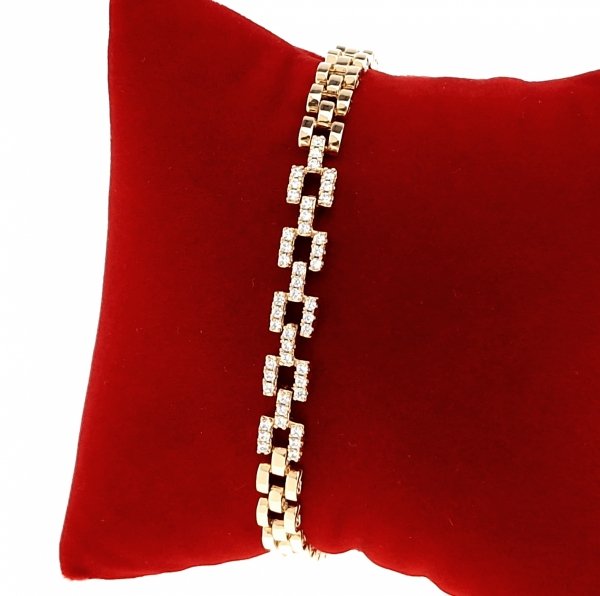 4955 Bransoletka złota cyrkonie 19cm pozłacana 18k Xuping 