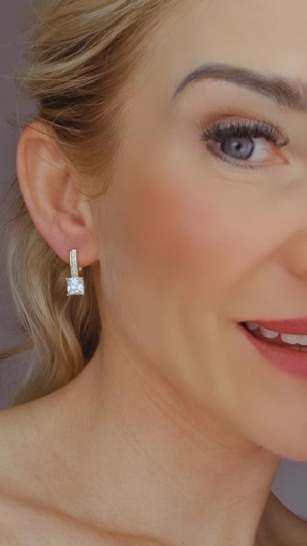 450 Kolczyki złote pozłacane wiszące 14K cyrkonie Viki Lady 
