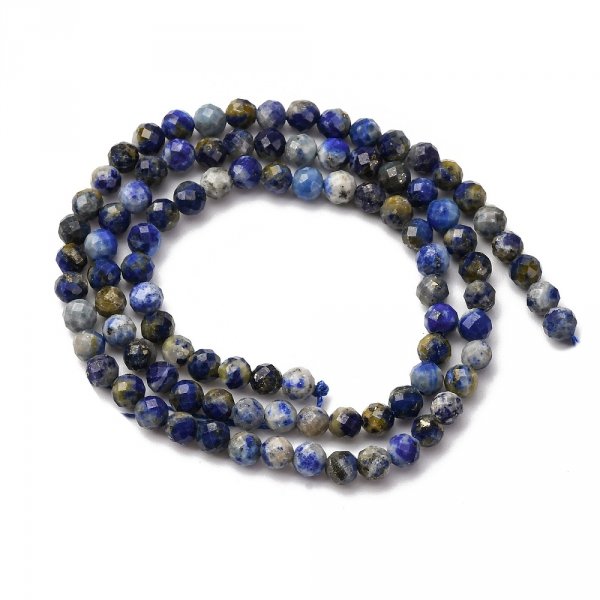 2282 Naturalne koraliki  lapis lazuli, okrągłe, fasetowane, 4,5 mm, otwór: 0,7 mm, około 87~88 szt./sznur