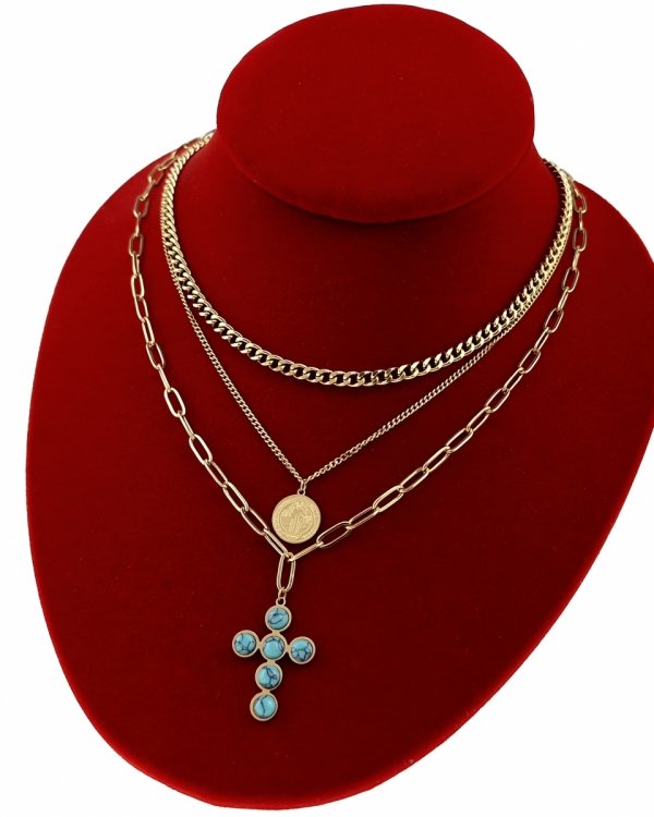 1359 Złoty łańcuszek 40-45+5cm naszyjnik stal chirurgiczna nierdzewna 316L krzyż