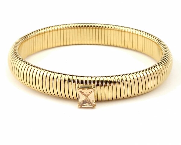 595 Bransoletka złota 6,5cm stal chirurgiczna bangla 316L rozciągliwa