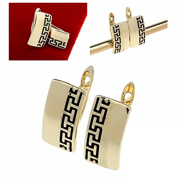 4722 Kolczyki złote pozłacane wiszące 14K Xuping wzór grecki