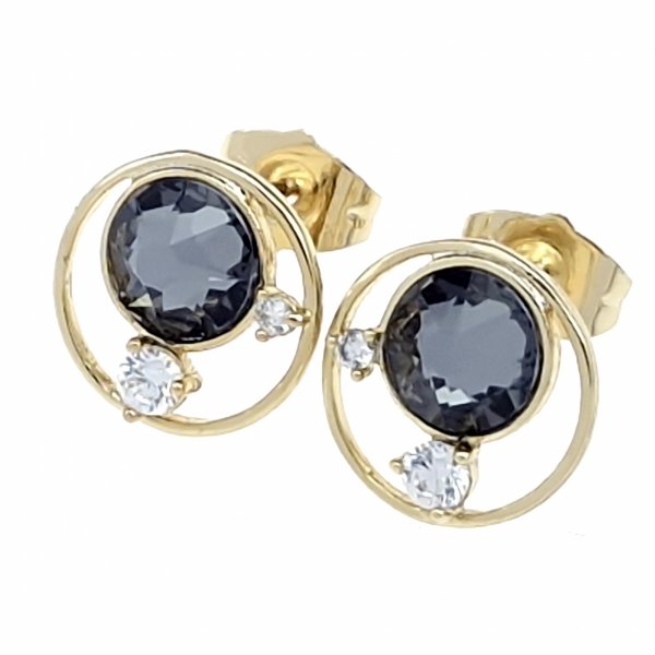 387f Kolczyki złote pozłacane cyrkonie wtyczki 14K Xuping Austrian Crystal