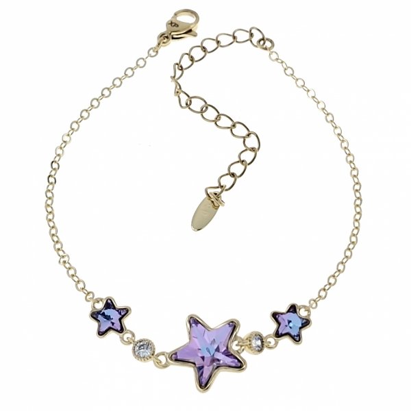 1445 Bransoletka elegancka Austrian Crystal złota cyrkonie 16,5+5 pozłacana 14k Xuping gwiazdki