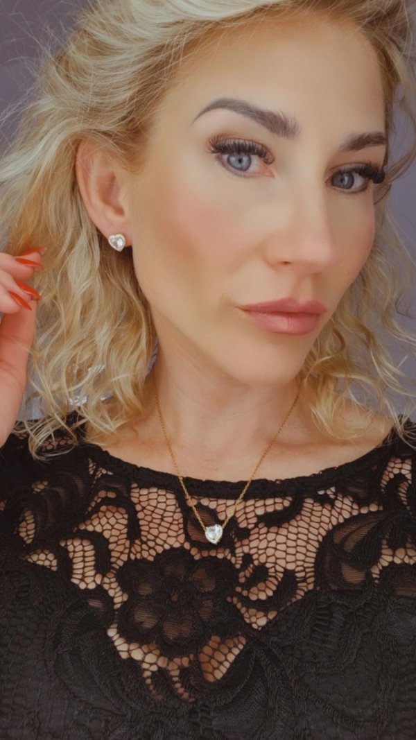 695 Złoty łańcuszek celebrytka 41+5 naszyjnik pozłacany 14K Viki Lady serce