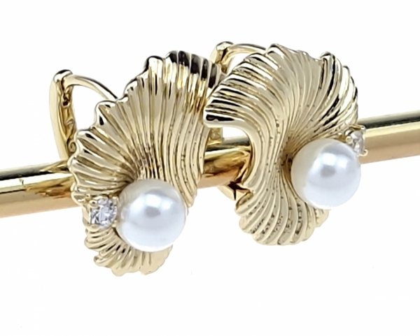 3185b Kolczyki złote pozłacane wiszące 14K Xuping perełka