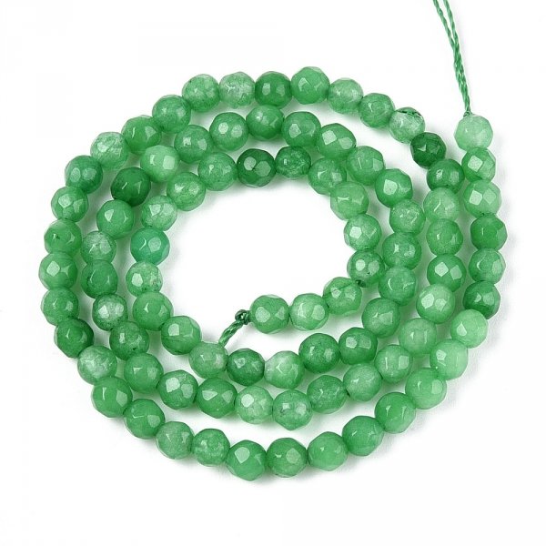 4193 Jadeit fasetowany okrągły kamień naturalny 4mm pasmo 38cm