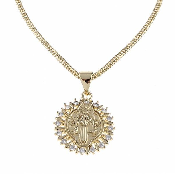 1924a Złota zawieszka błyszcząca pozłacana 14k medalik