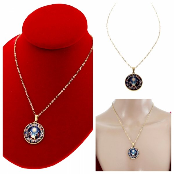 @2370 Złoty łańcuszek naszyjnik 45+5 stal chirurgiczna 316L nierdzewna medalik