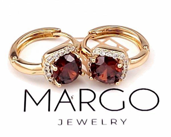 1371 Kolczyki złote cyrkonia pozłacane 18k Xuping wiszące