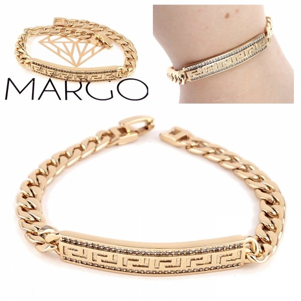 1360  Bransoletka złota cyrkonie pozłacana 18k 19cm 6mm Xuping 