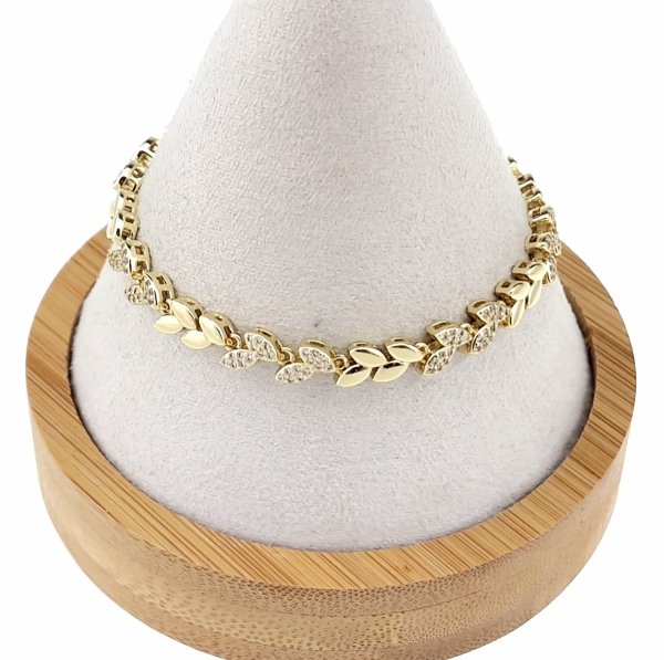 1580a Bransoletka złota elegancka cyrkonie 19cm pozłacana 14k Aisadi