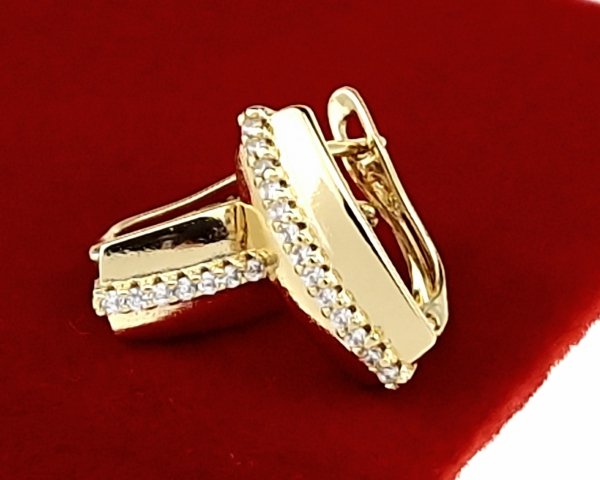 позолоченные серьги с эксклюзивным фианитом