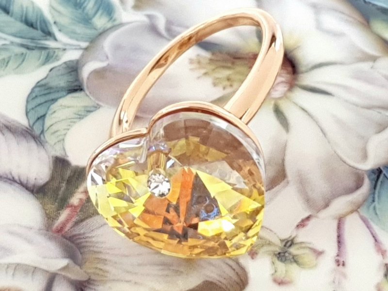 365g Pierścionek 18,30mm złoty Austrian Crystal zaręczynowy pozłacany 