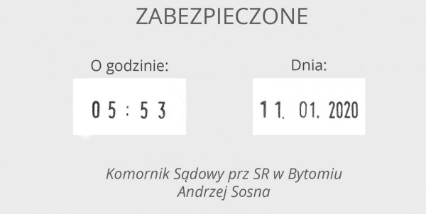 PRINTER 60DD - PIECZĄTKA PREZENTUJĄCA GODZINĘ Z DATOWNIKIEM wraz z wykonaniem gumki (grawer laserem)