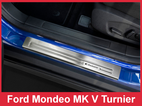 Nakładki ochronne progowe FORD  MONDEO MK V Turnier  2014 - 4 szt. -  srebrne