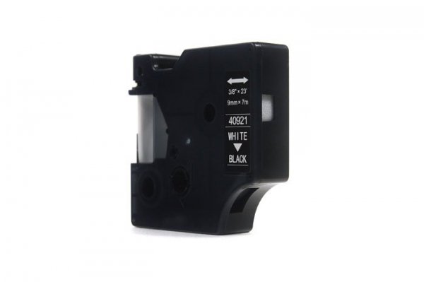 Taśma JetWorld Zamiennik Dymo D1 Biały na Czarnym 9mm x 7m  LM100, LM100Plus, LM100Series, LM120P, LM280, LM300, LM350, LM350D, 