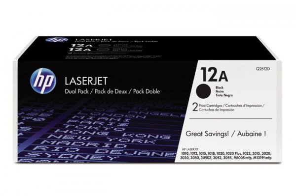 Oryginalny Toner Czarny HP LaserJet 1010, 1012, 1015, 1018, 1020, 1022, 3015, 3020, 3030, 3050, 3052, 3055, M1005 MFP, M1319F MFP (12A Q2612AD) (DWUPAK)