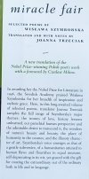 Miracle Fair. Selected Poems of Wisława Szymborska [dedykacja Joanny Trzeciak]