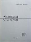 Władysław Witwicki •  Wiadomości o stylach