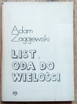 Adam Zagajewski • List: Oda do wielości / wydanie 1.