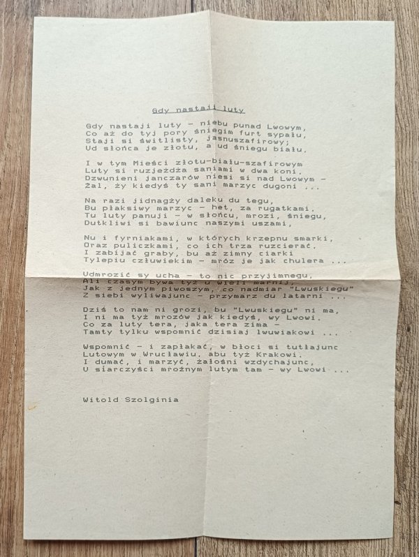 Witold Szolginia ps. Tolu z Łyczakowa Kwiaty lwowskie