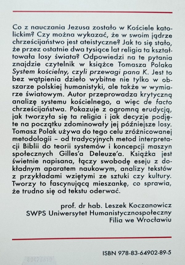 Tomasz Polak System kościelny, czyli przewagi Pana K