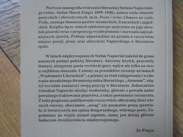 Janusz Pasterski • Tristium Liber. O twórczości literackiej Stefana Napierskiego