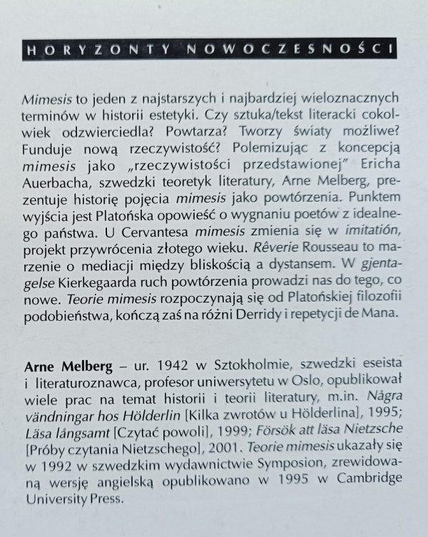 Arne Melberg Teorie Mimesis