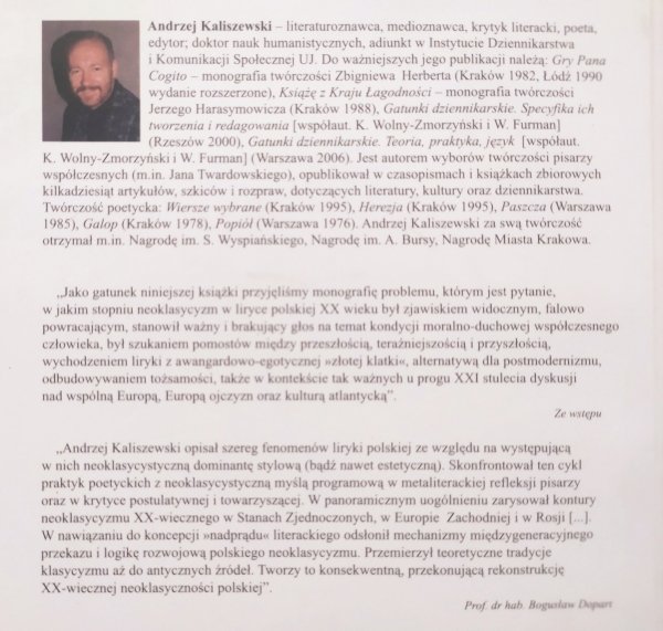 Andrzej Kaliszewski Nostalgia stylu. Neoklasycyzm liryki polskiej XX wieku w krytyce, badaniach i poetykach immanentnych