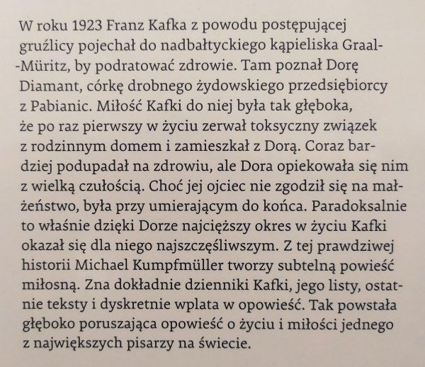 Michael Kumpfmuller Wspaniałość życia. Opowieść o ostatniej miłości Franza Kafki