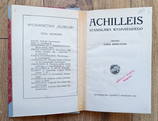 Karol Wróblewski Achilleis Stanisława Wyspiańskiego / 1920