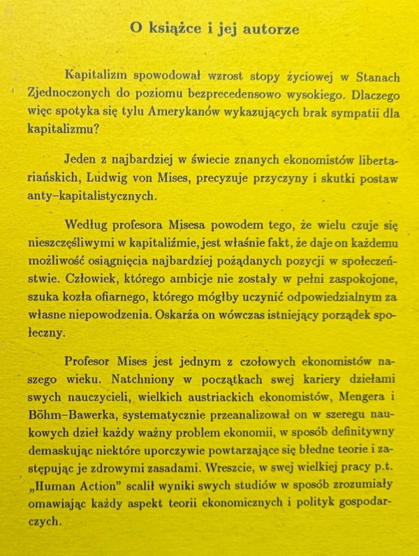 Ludwig von Mises Mentalność antykapitalistyczna