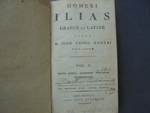 Homeri Ilias Graece Et Latine Opera M. Ioan. Georg. Hageri vol. 1. [1821]
