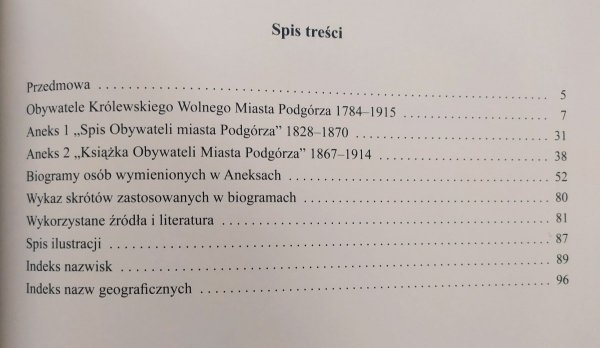 Kamila Follprecht Obywatele Królewskiego Wolnego Miasta Podgórza 1784-1915