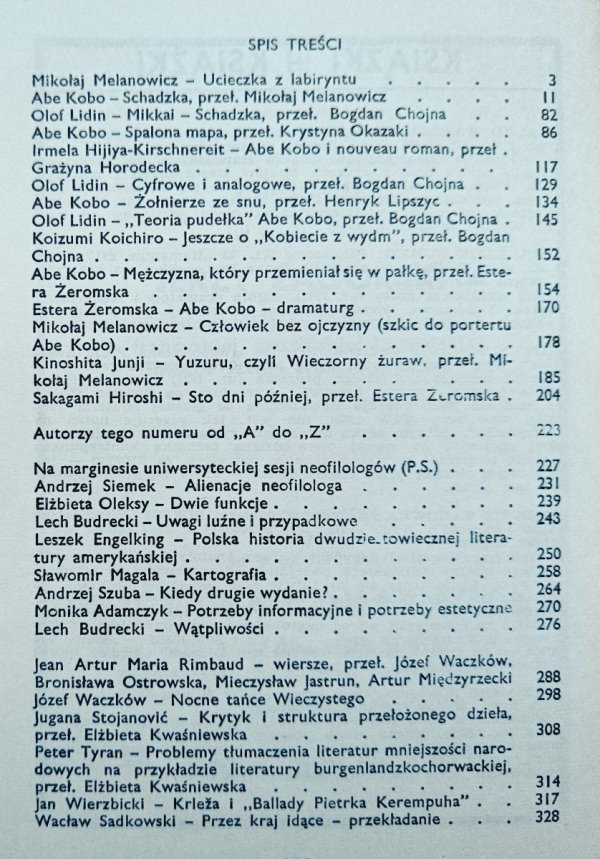 Literatura na świecie 8/1984 Abe Kobo, Japonia