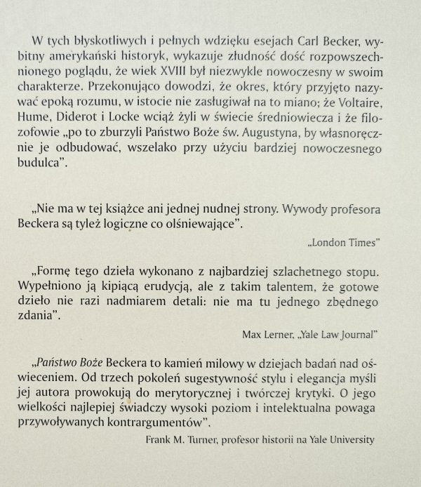 Carl L. Becker Państwo Boże osiemnastowiecznych filozofów
