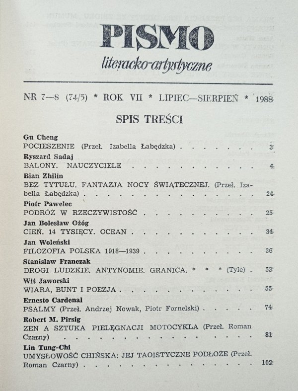 Pismo literacko-artystyczne 7-8/1988