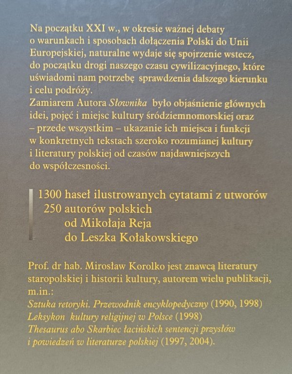 Mirosław Korolko Słownik kultury śródziemnomorskiej w Polsce