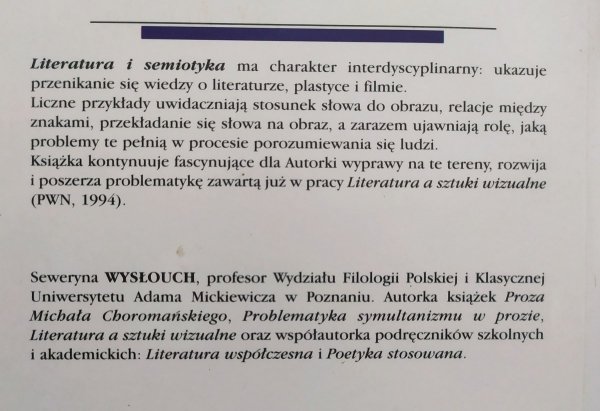 Seweryna Wysłouch Literatura i semiotyka [dedykacja autorska]