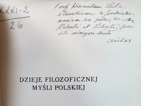 Dr. Maurycy Straszewski Dzieje filozoficznej myśli polskiej