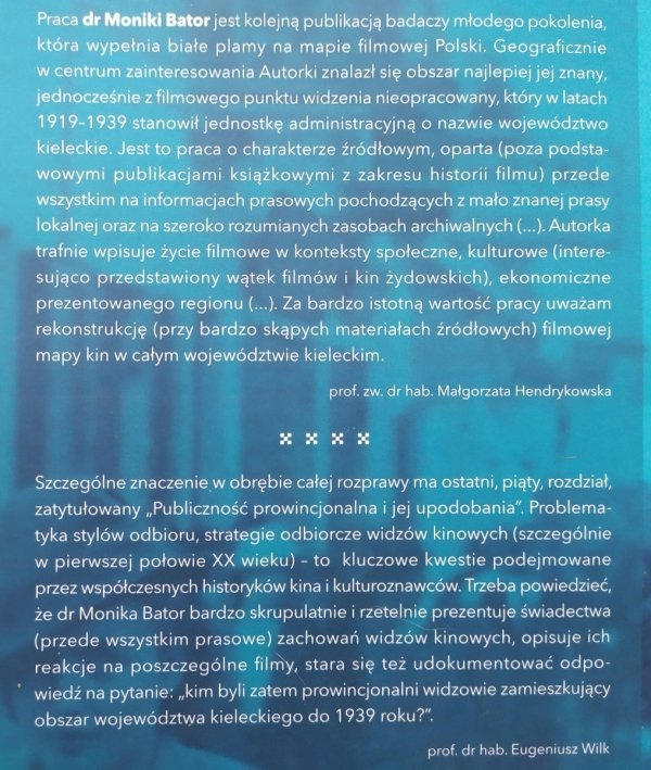 Monika Bator Życie filmowe w województwie kieleckim do 1939 roku