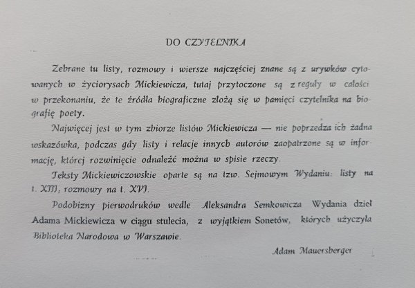 Mickiewicz: Zbiór listów, wierszy i rozmów z lat 1817-1831