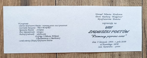 Rozmowy poprzez czas / VIII Zaduszki Poetów