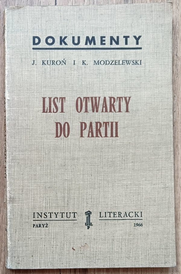 Jacek Kuroń, Karol Modzelewski List otwarty do partii