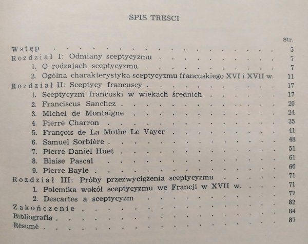 Izydora Dąmbska Sceptycyzm francuski XVI i XVII wieku